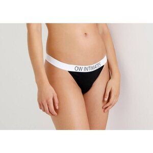 New OW Intimates Panty Womens M/8 Black White Bikini Thong Underwear